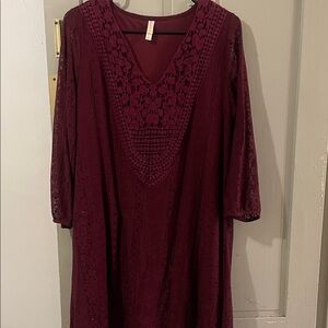 Xhilaration Burgundy Lace Tunic Top